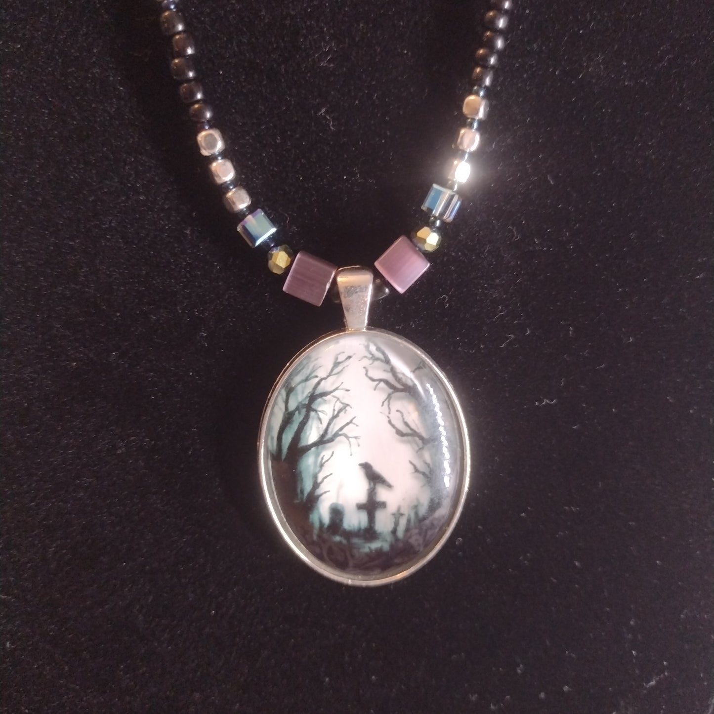 Raven in graveyard set