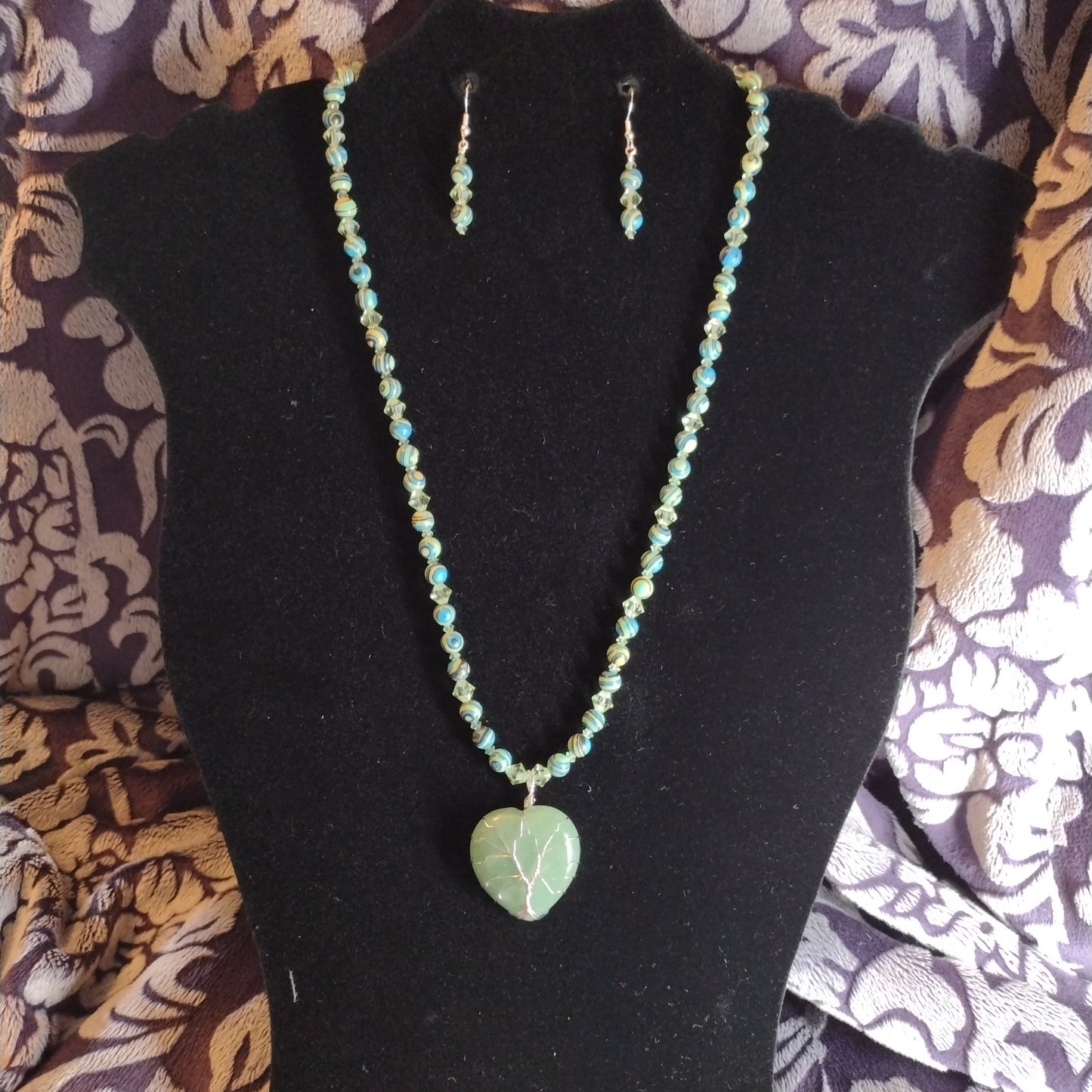 Tree of life aventurine stone necklace set