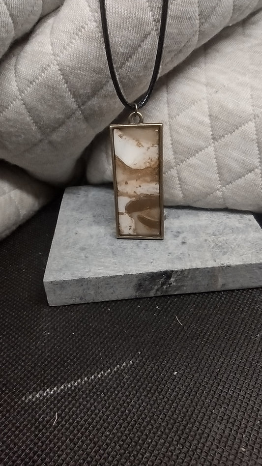 Brown gold and white rectangle pendant