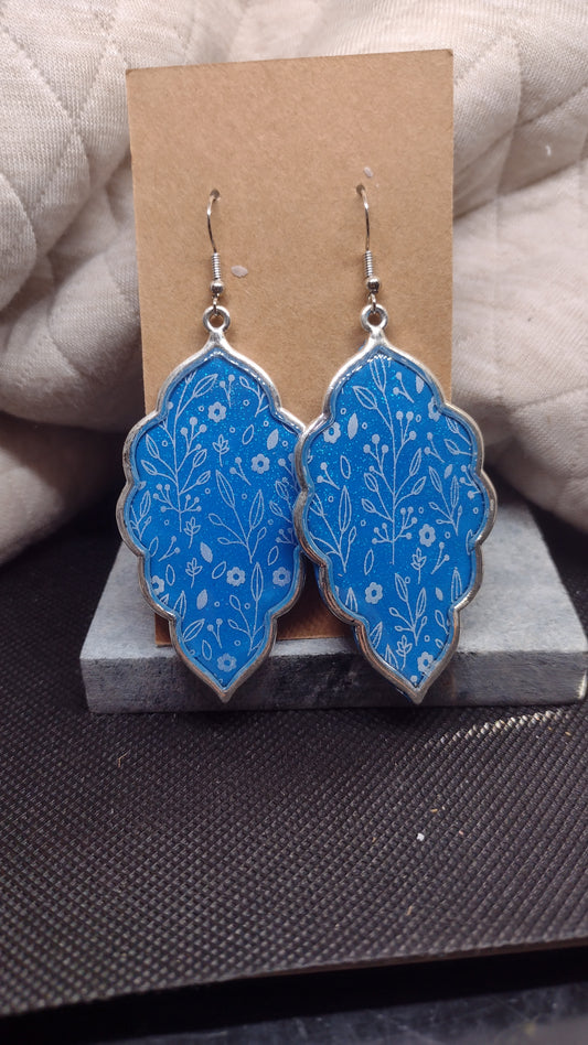 Sparkly blue with floral print