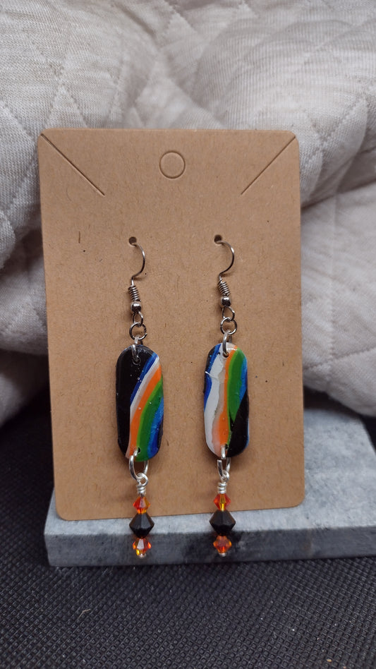 Psychedelic dangle with black and orange